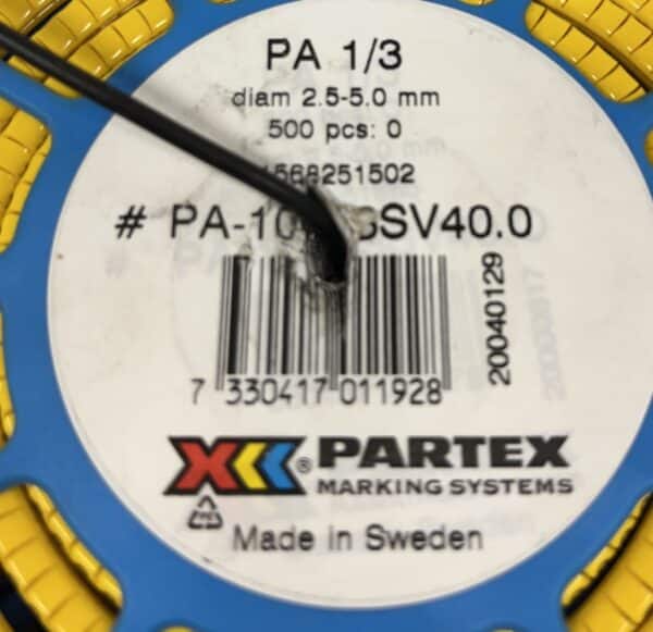 Partex PA 1/3 2,5 – 5,0 mm sähköjohdin numerokiekot erä - Purkukolmio.fi