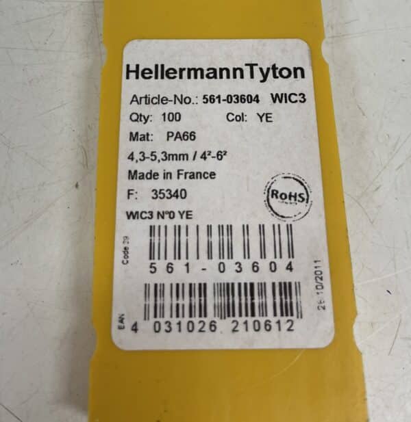 Hellerman Tyton WIC3 johdinmerkit 4mm2 – 6mm2 levyissä erä - Purkukolmio.fi