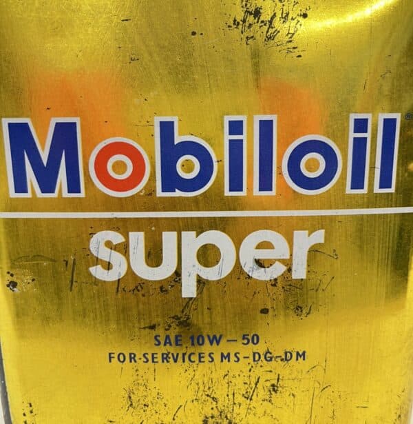 Vanha Mobiloil Super öljykanisteri - Purkukolmio.fi