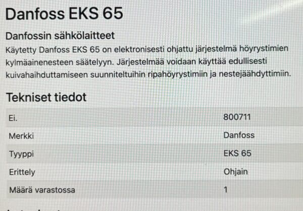 Danfoss EKS 65 - Purkukolmio.fi