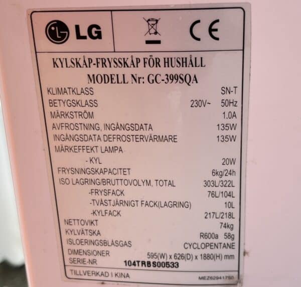 LG GC-399SQA varaosia - purkukolmio.fi